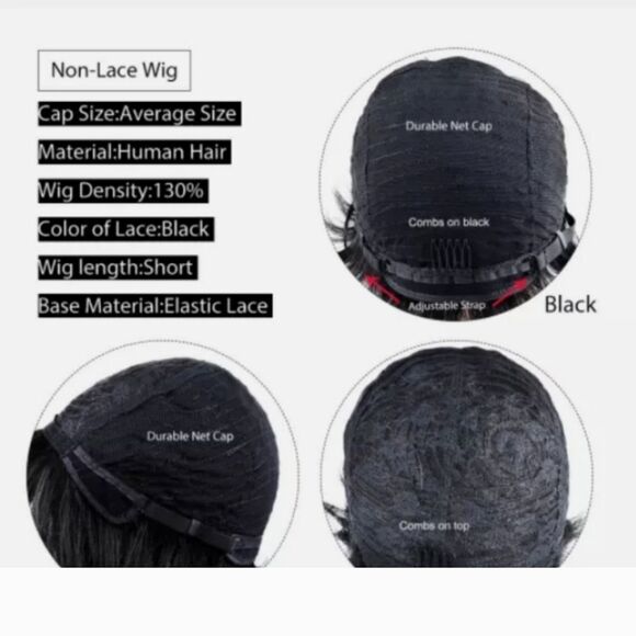 🆕🧒🏽Wine Red and Black Bob Pixie Cut Wig - Picture 7 of 8